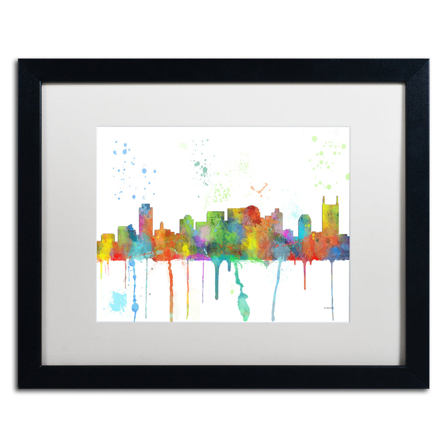 Marlene Watson Nashville Tennessee Skyline Mclr-1 Black Wooden Framed Art 18 x 22 Inches Image 1