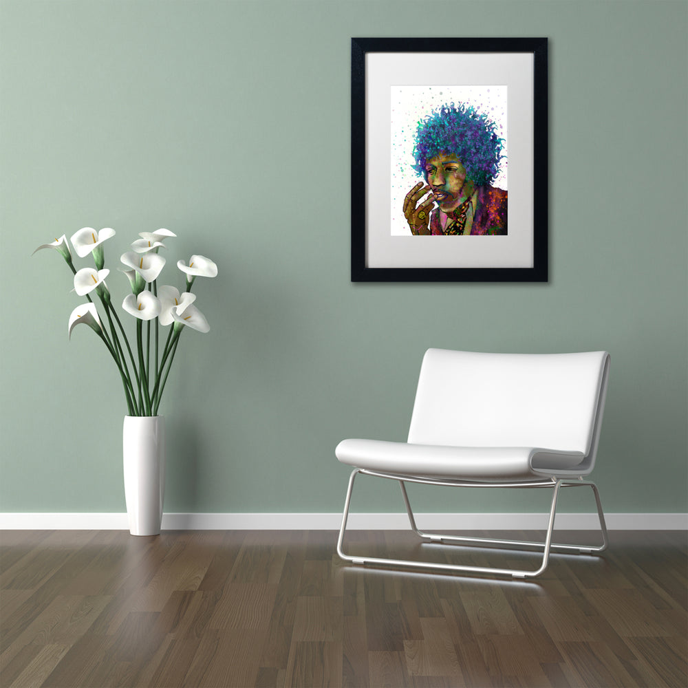 Marlene Watson Jimi Hendrix Black Wooden Framed Art 18 x 22 Inches Image 2