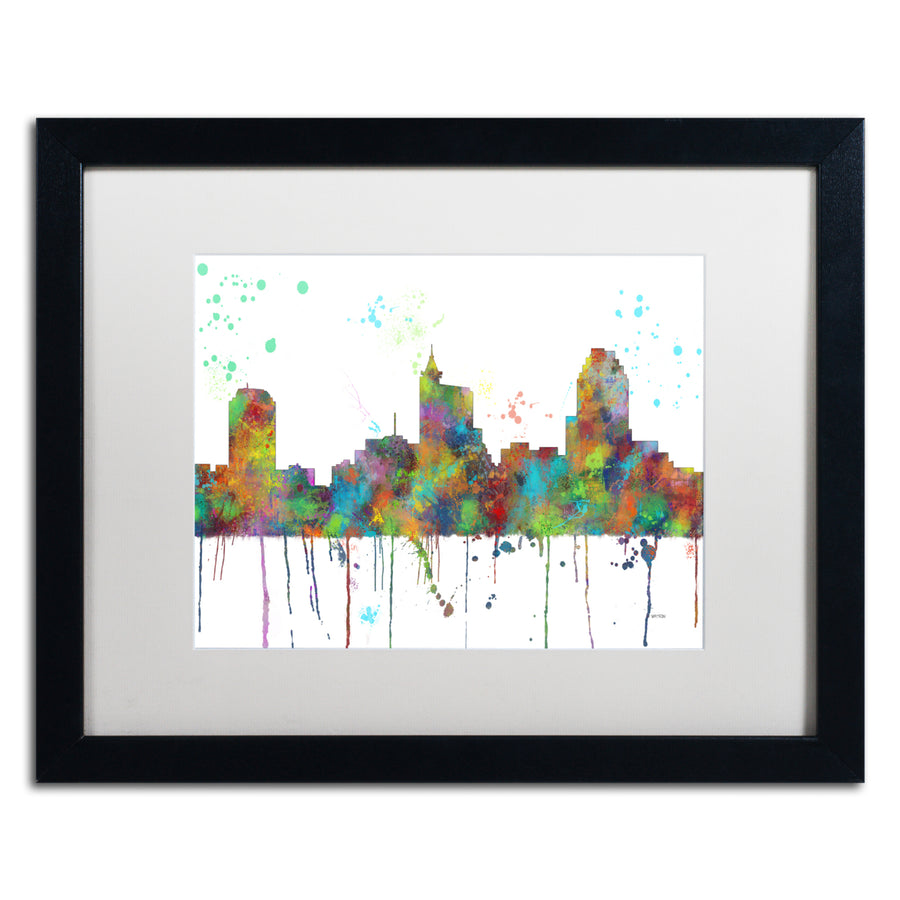 Marlene Watson Raleigh North Carolina Skyline Black Wooden Framed Art 18 x 22 Inches Image 1