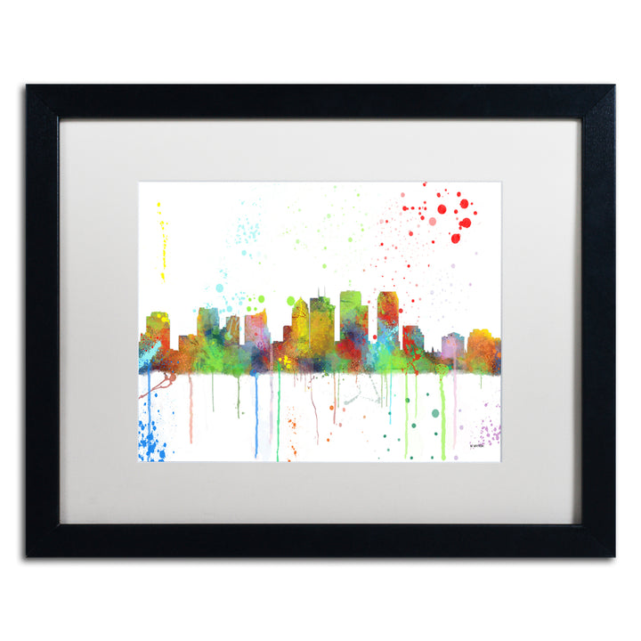 Marlene Watson Tampa Florida Skyline Mclr-1 Black Wooden Framed Art 18 x 22 Inches Image 1