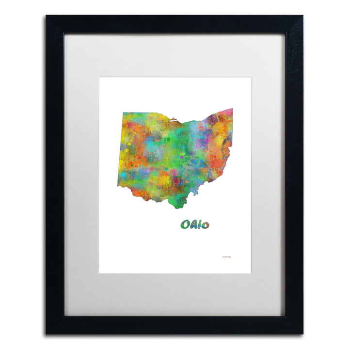 Marlene Watson Ohio State Map-1 Black Wooden Framed Art 18 x 22 Inches Image 1