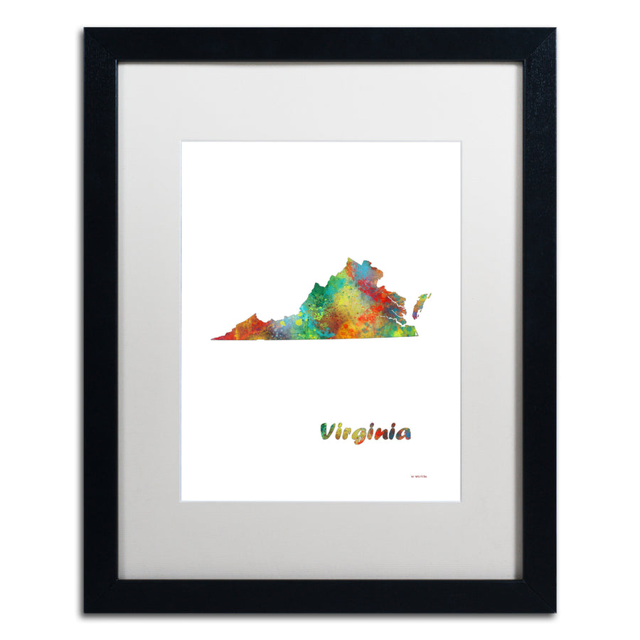 Marlene Watson Virginia State Map-1 Black Wooden Framed Art 18 x 22 Inches Image 1