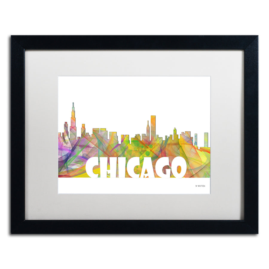 Marlene Watson Chicago Illinois Skyline Mclr-2 Black Wooden Framed Art 18 x 22 Inches Image 1