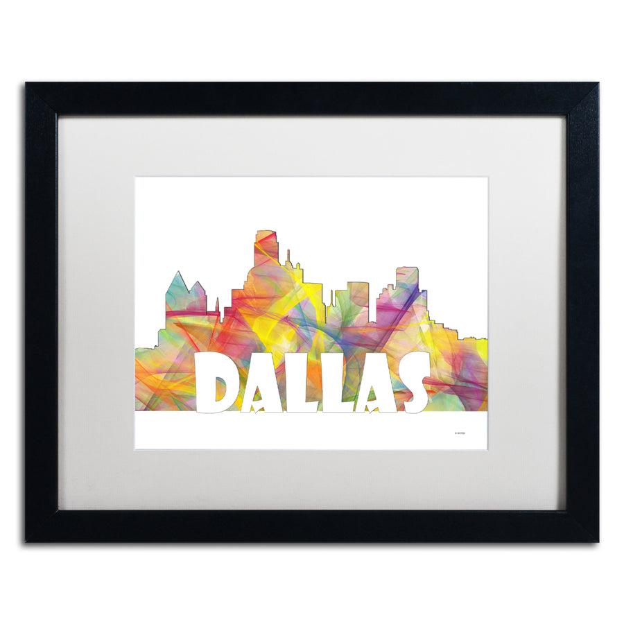 Marlene Watson Dallas Texas Skyline Mclr-2 Black Wooden Framed Art 18 x 22 Inches Image 1