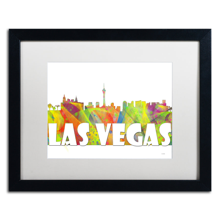 Marlene Watson Las Vegas Nevada Skyline Mclr-2 Black Wooden Framed Art 18 x 22 Inches Image 1