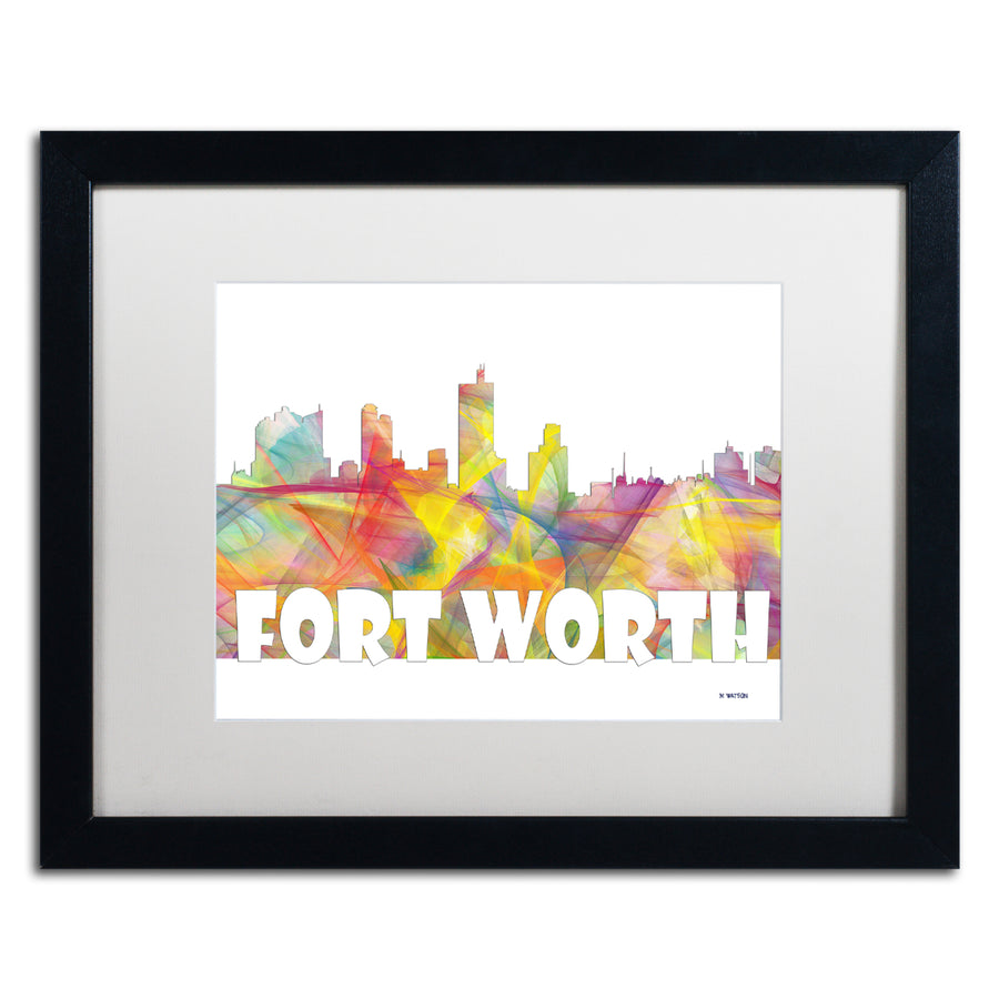 Marlene Watson Fort Worth Texas Skyline Mclr-2 Black Wooden Framed Art 18 x 22 Inches Image 1