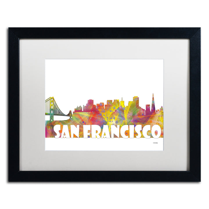 Marlene Watson San Francisco Skyline Mclr-2 Black Wooden Framed Art 18 x 22 Inches Image 1