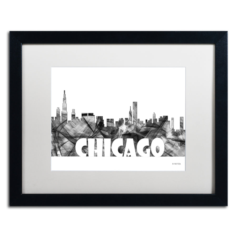 Marlene Watson Chicago Illinois Skyline BG-2 Black Wooden Framed Art 18 x 22 Inches Image 1