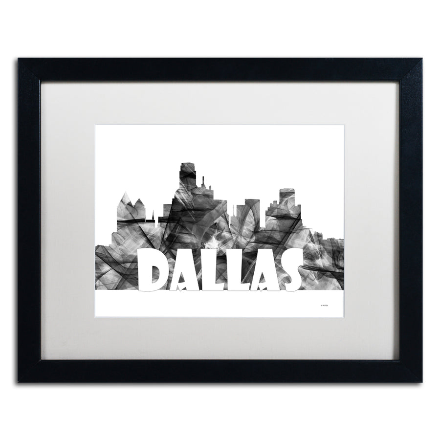 Marlene Watson Dallas Texas Skyline BG-2 Black Wooden Framed Art 18 x 22 Inches Image 1