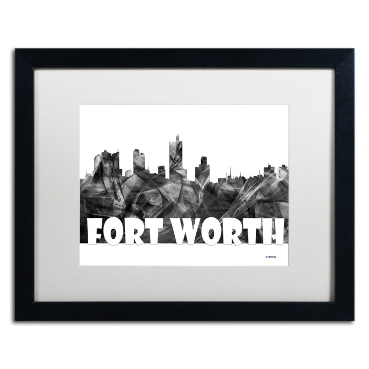 Marlene Watson Fort Worth Texas Skyline BG-2 Black Wooden Framed Art 18 x 22 Inches Image 1