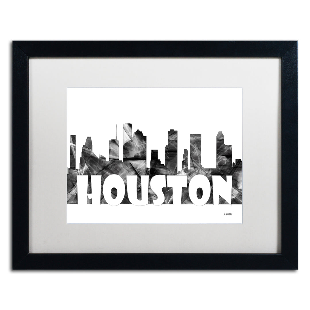 Marlene Watson Houston Texas Skyline BG-2 Black Wooden Framed Art 18 x 22 Inches Image 1