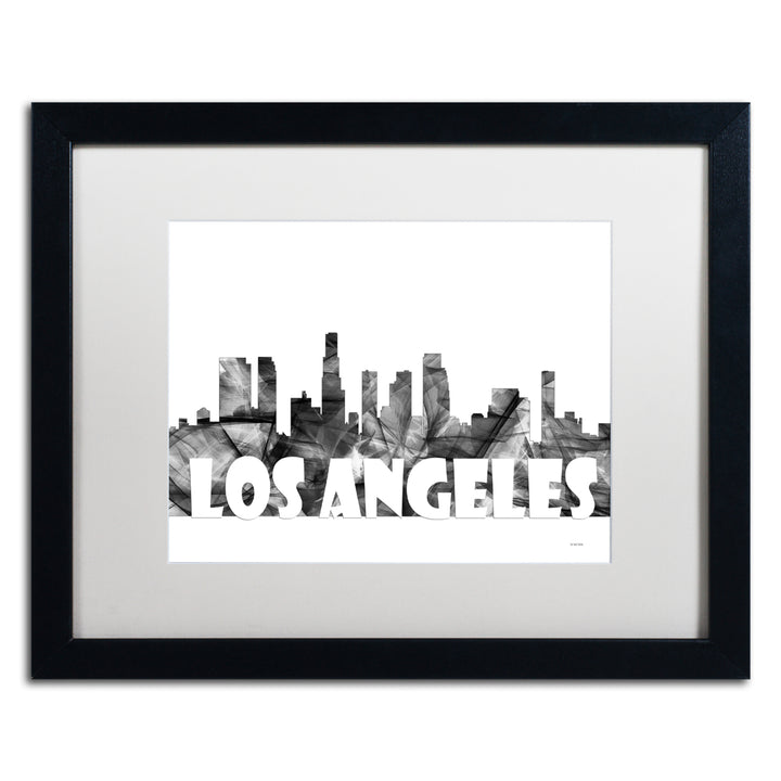 Marlene Watson Los Angeles CA Skyline BG-2 Black Wooden Framed Art 18 x 22 Inches Image 1