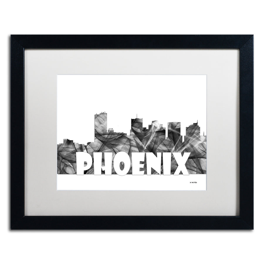 Marlene Watson Phoenix Arizona Skyline BG-2 Black Wooden Framed Art 18 x 22 Inches Image 1