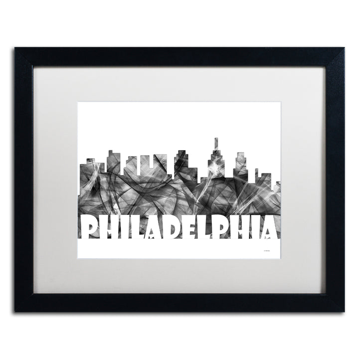 Marlene Watson Philadelphia Skyline BG-2 Black Wooden Framed Art 18 x 22 Inches Image 1