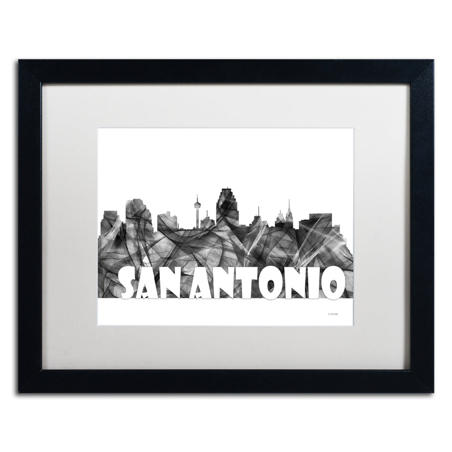 Marlene Watson San Antonio Texas Skyline BG-2 Black Wooden Framed Art 18 x 22 Inches Image 1