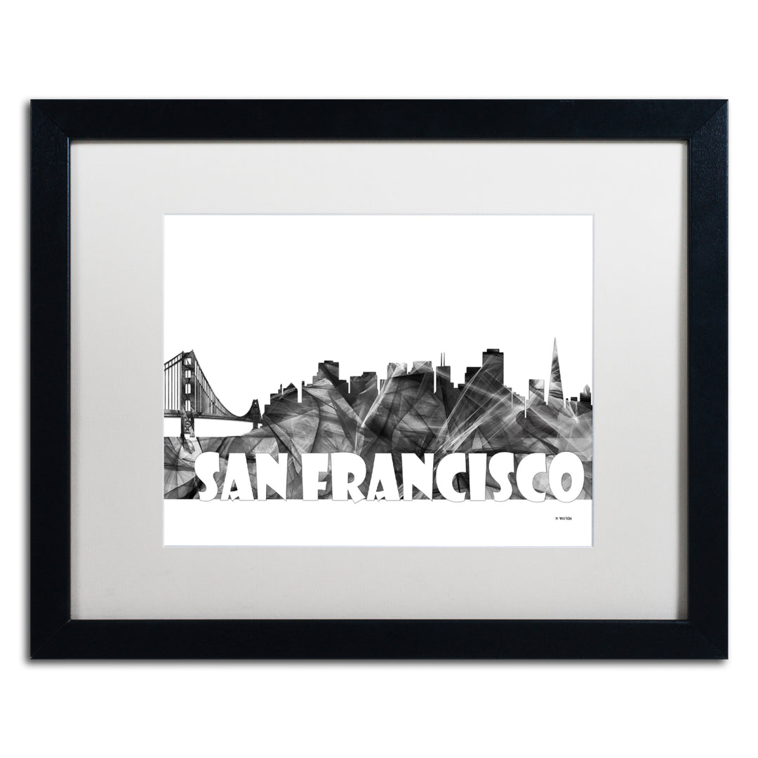 Marlene Watson San Francisco CA Skyline BG-2 Black Wooden Framed Art 18 x 22 Inches Image 1