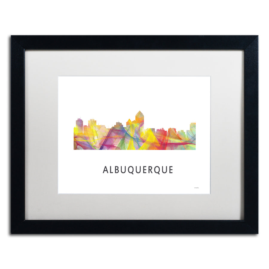 Marlene Watson Albuquerque NM Skyline WB-1 Black Wooden Framed Art 18 x 22 Inches Image 1