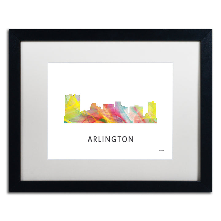 Marlene Watson Arlington Texas Skyline WB-1 Black Wooden Framed Art 18 x 22 Inches Image 1