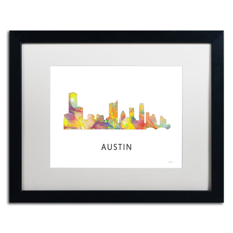Marlene Watson Austin Texas Skyline WB-1 Black Wooden Framed Art 18 x 22 Inches Image 1
