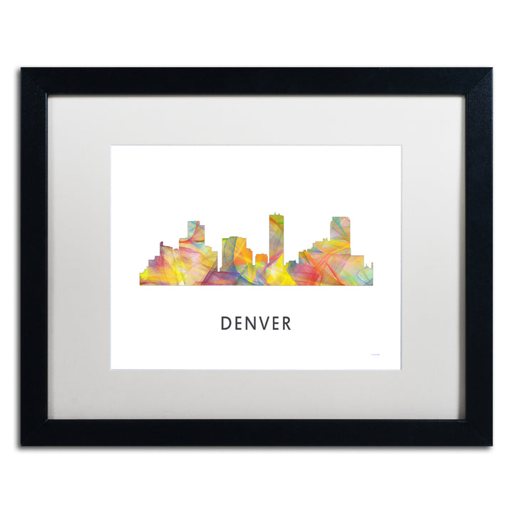 Marlene Watson Denver Colorado Skyline WB-1 Black Wooden Framed Art 18 x 22 Inches Image 1
