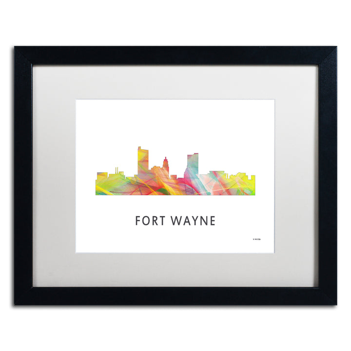 Marlene Watson Fort Wayne Indiana Skyline WB-1 Black Wooden Framed Art 18 x 22 Inches Image 1