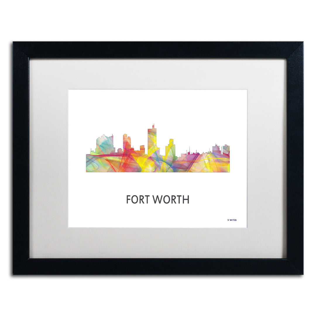 Marlene Watson Fort Worth Texas Skyline WB-1 Black Wooden Framed Art 18 x 22 Inches Image 1