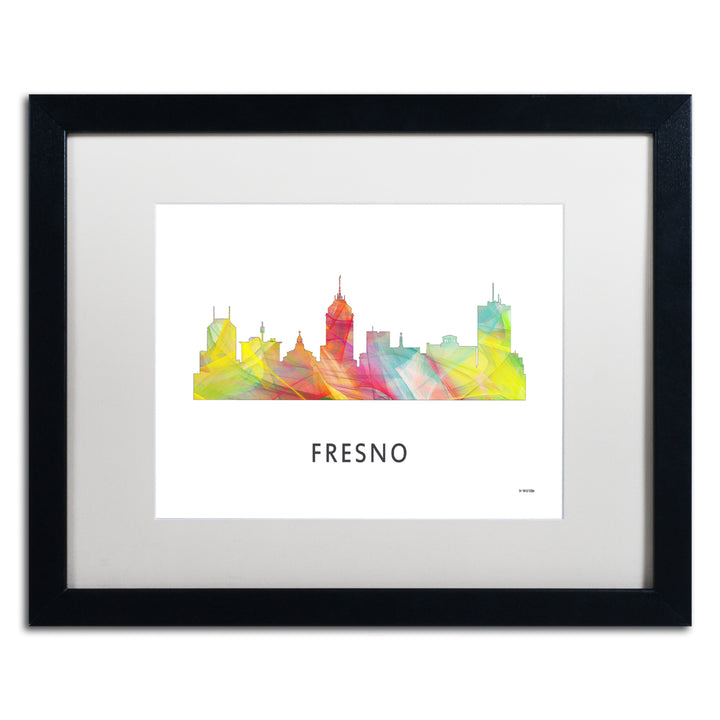 Marlene Watson Fresno California Skyline WB-1 Black Wooden Framed Art 18 x 22 Inches Image 1