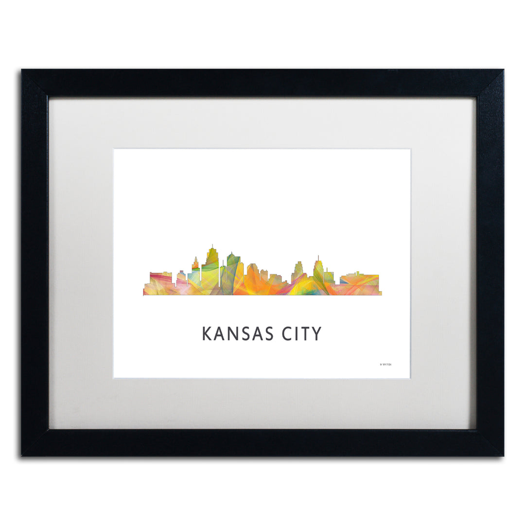 Marlene Watson Kansas City Missouri Skyline WB-1 Black Wooden Framed Art 18 x 22 Inches Image 1