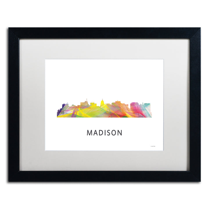 Marlene Watson Madison Wisconsin Skyline WB-1 Black Wooden Framed Art 18 x 22 Inches Image 1