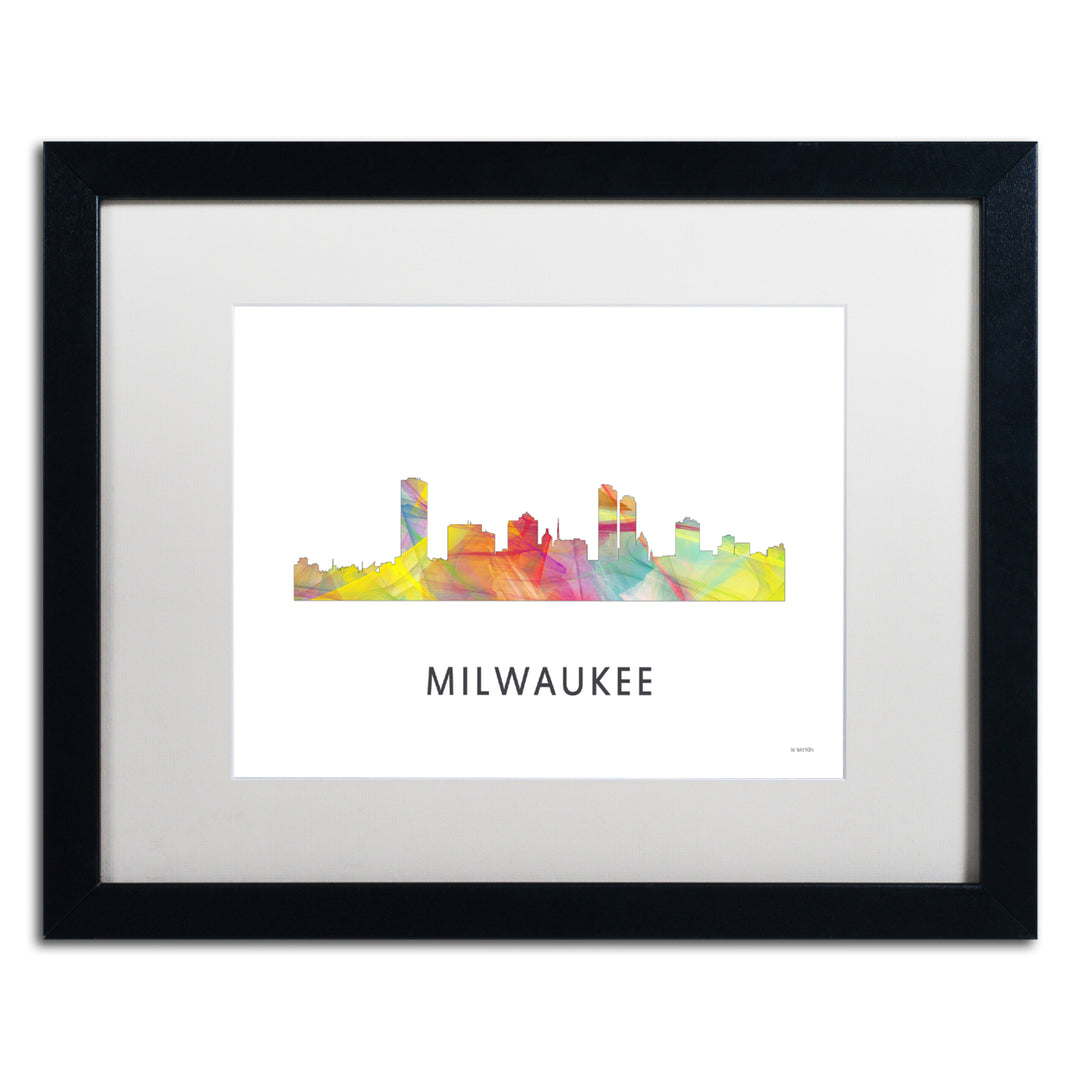 Marlene Watson Milwaukee Wisconsin Skyline WB-1 Black Wooden Framed Art 18 x 22 Inches Image 1