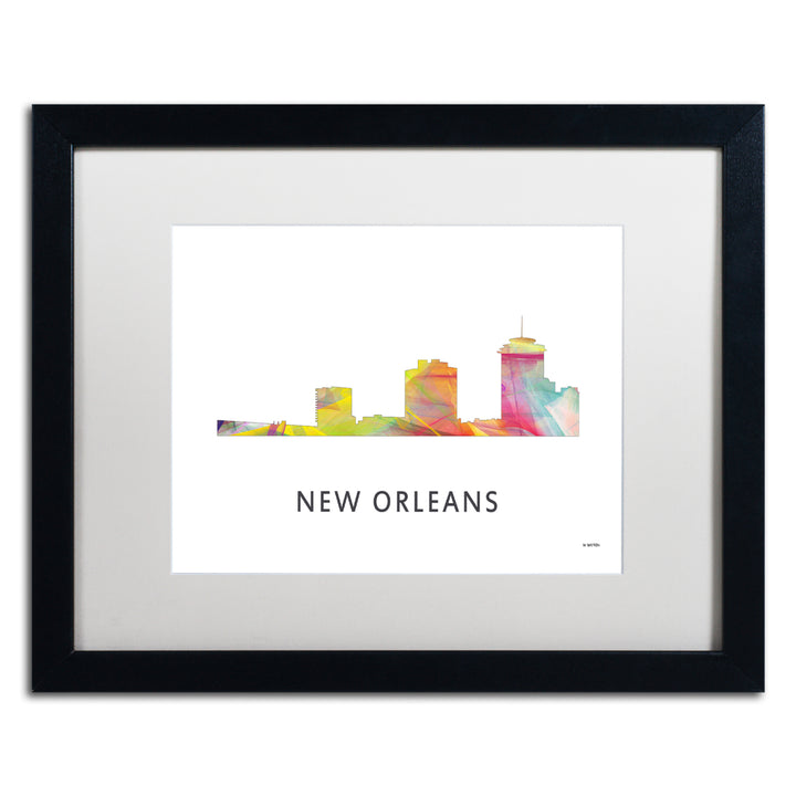 Marlene Watson  Orleans Louisiana Skyline WB-1 Black Wooden Framed Art 18 x 22 Inches Image 1