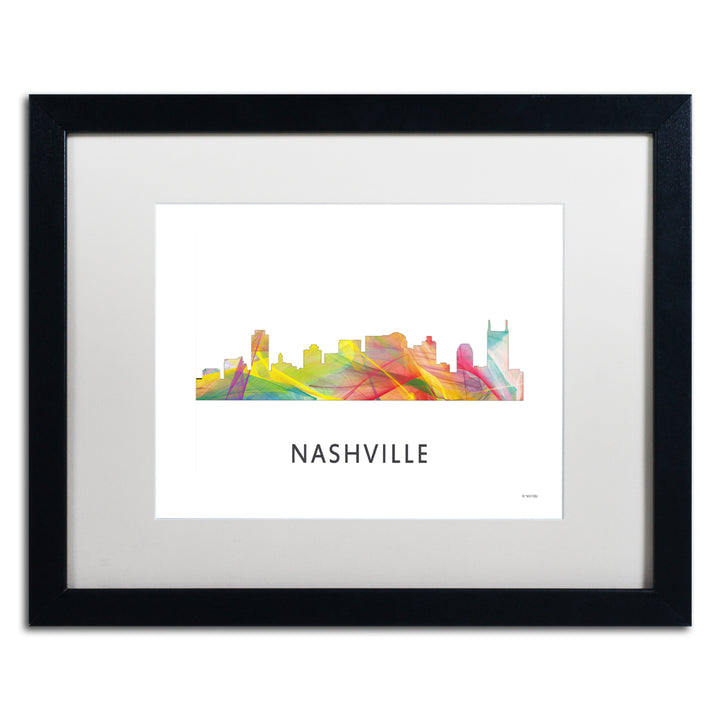 Marlene Watson Nashville Tennessee Skyline WB-1 Black Wooden Framed Art 18 x 22 Inches Image 1