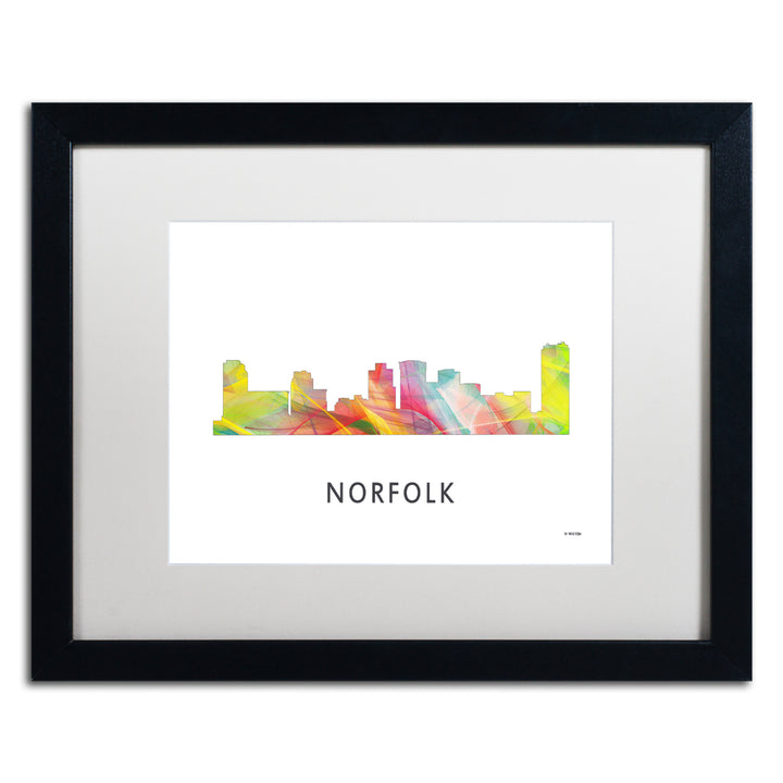 Marlene Watson Norfolk Virginia Skyline WB-1 Black Wooden Framed Art 18 x 22 Inches Image 1