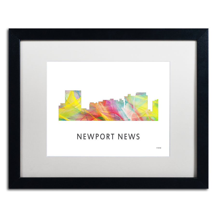 Marlene Watson Newport News Virginia Skyline WB-1 Black Wooden Framed Art 18 x 22 Inches Image 1