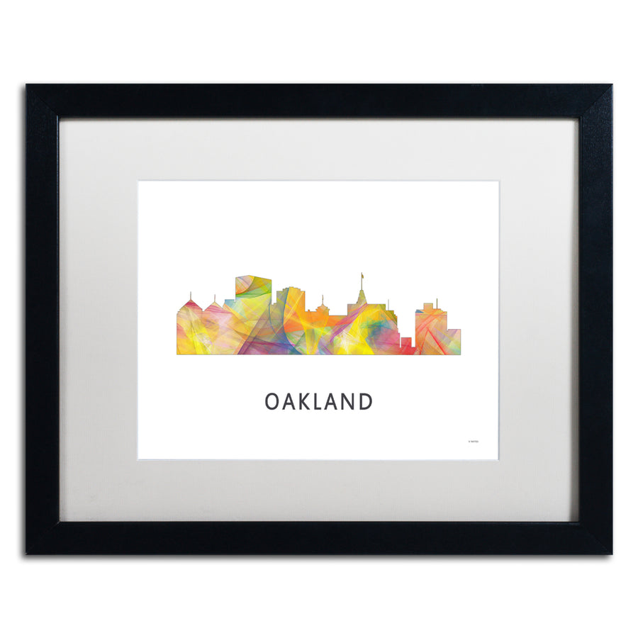 Marlene Watson Oakland California Skyline WB-1 Black Wooden Framed Art 18 x 22 Inches Image 1