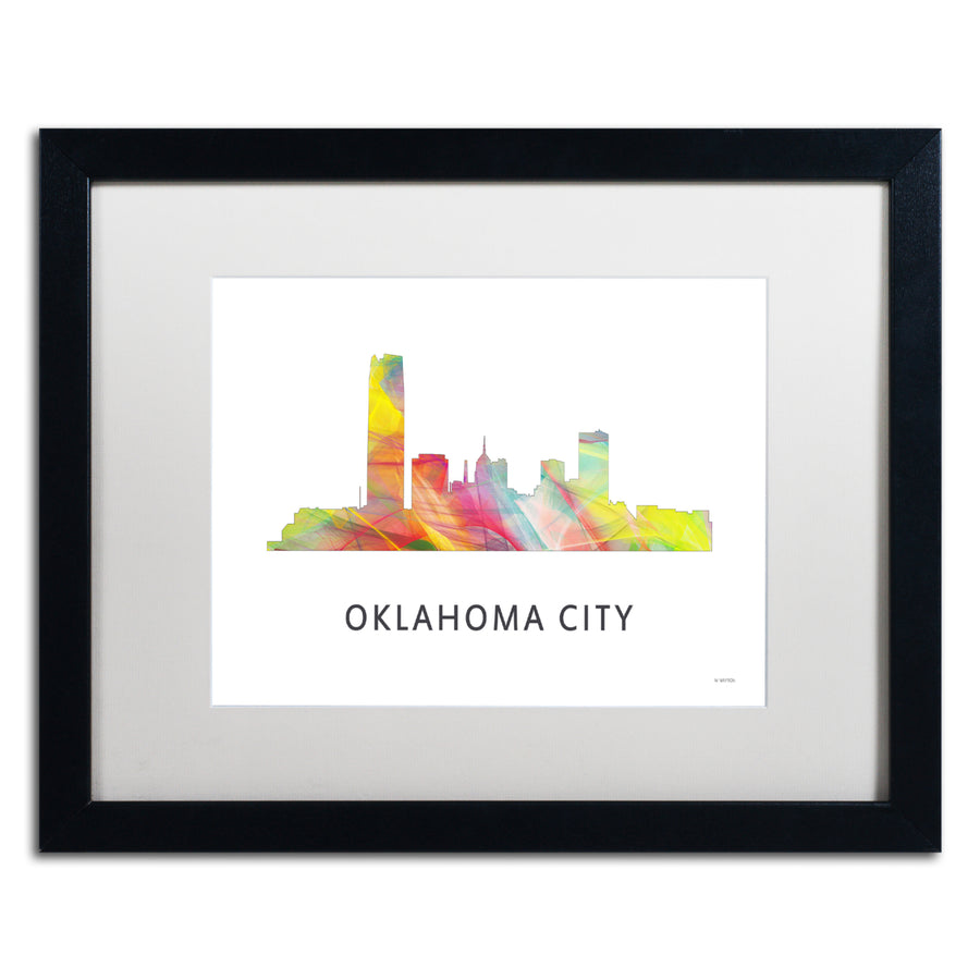 Marlene Watson OK City OK Skyline WB-1 Black Wooden Framed Art 18 x 22 Inches Image 1