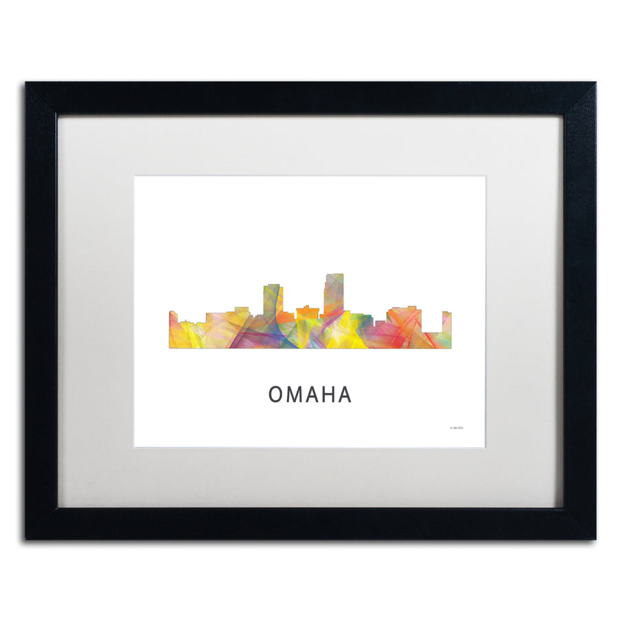 Marlene Watson Omaha Nebraska Skyline WB-1 Black Wooden Framed Art 18 x 22 Inches Image 1