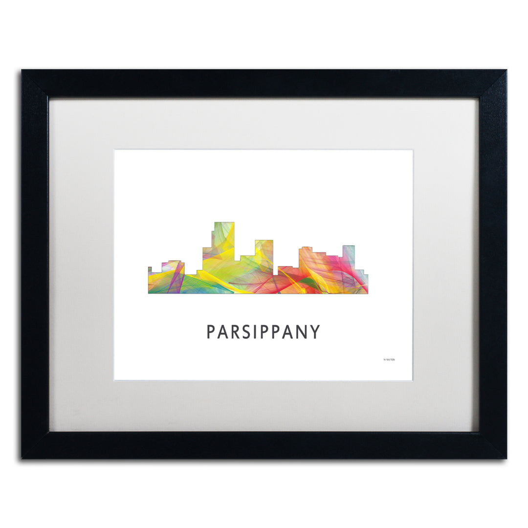 Marlene Watson Parsippany Jersey Skyline WB-1 Black Wooden Framed Art 18 x 22 Inches Image 1