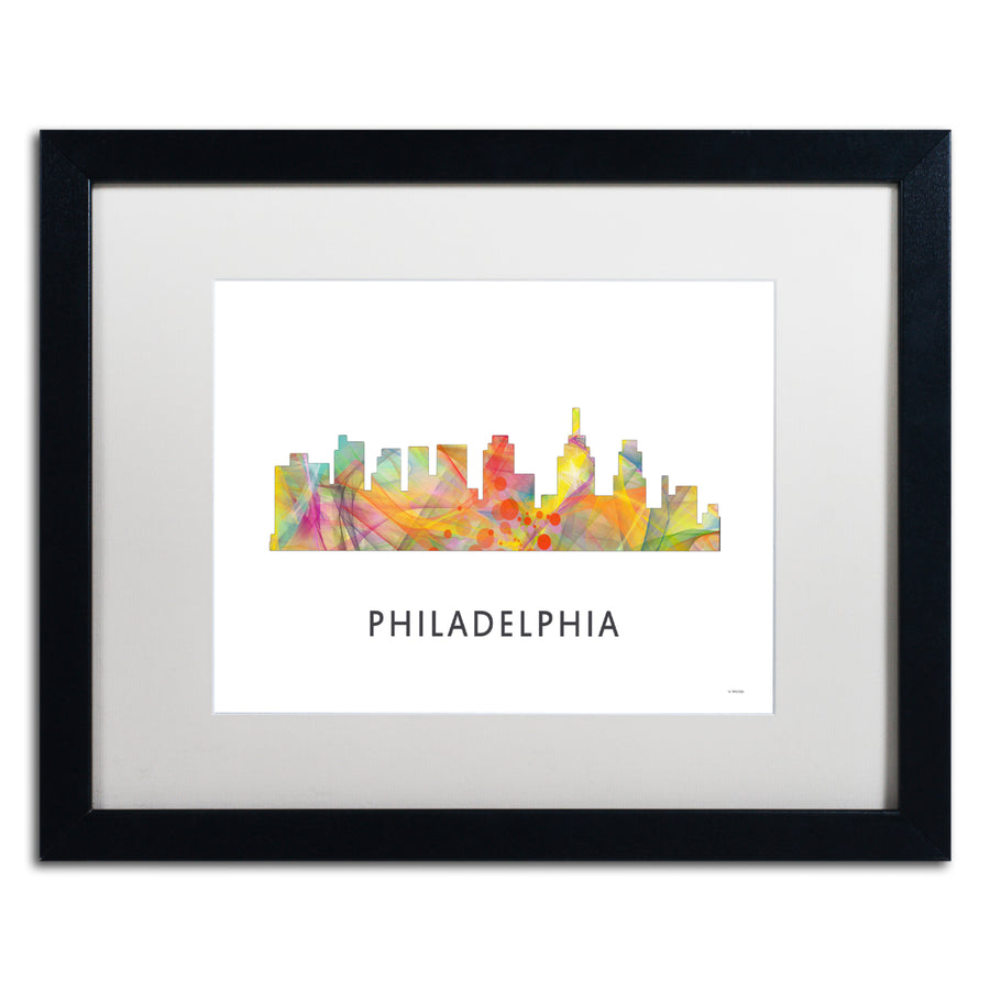 Marlene Watson Philadelphia Skyline WB-1 Black Wooden Framed Art 18 x 22 Inches Image 1