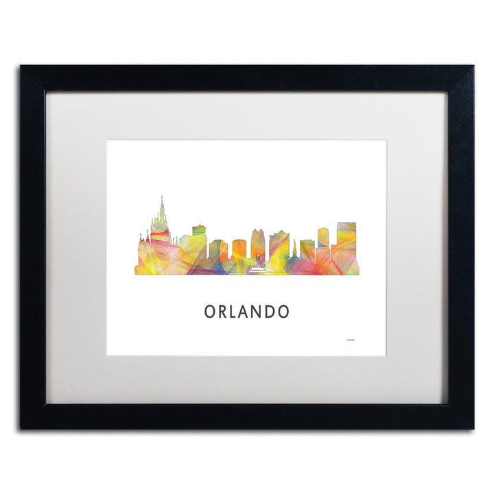 Marlene Watson Orlando Florida Skyline WB-1 Black Wooden Framed Art 18 x 22 Inches Image 1
