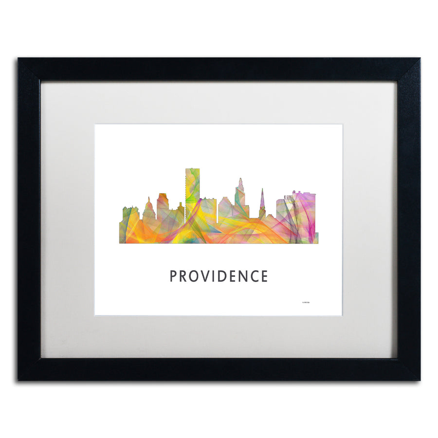 Marlene Watson Providence RI Skyline WB-1 Black Wooden Framed Art 18 x 22 Inches Image 1