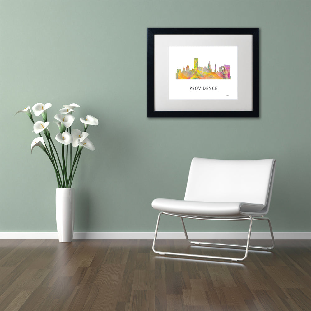 Marlene Watson Providence RI Skyline WB-1 Black Wooden Framed Art 18 x 22 Inches Image 2