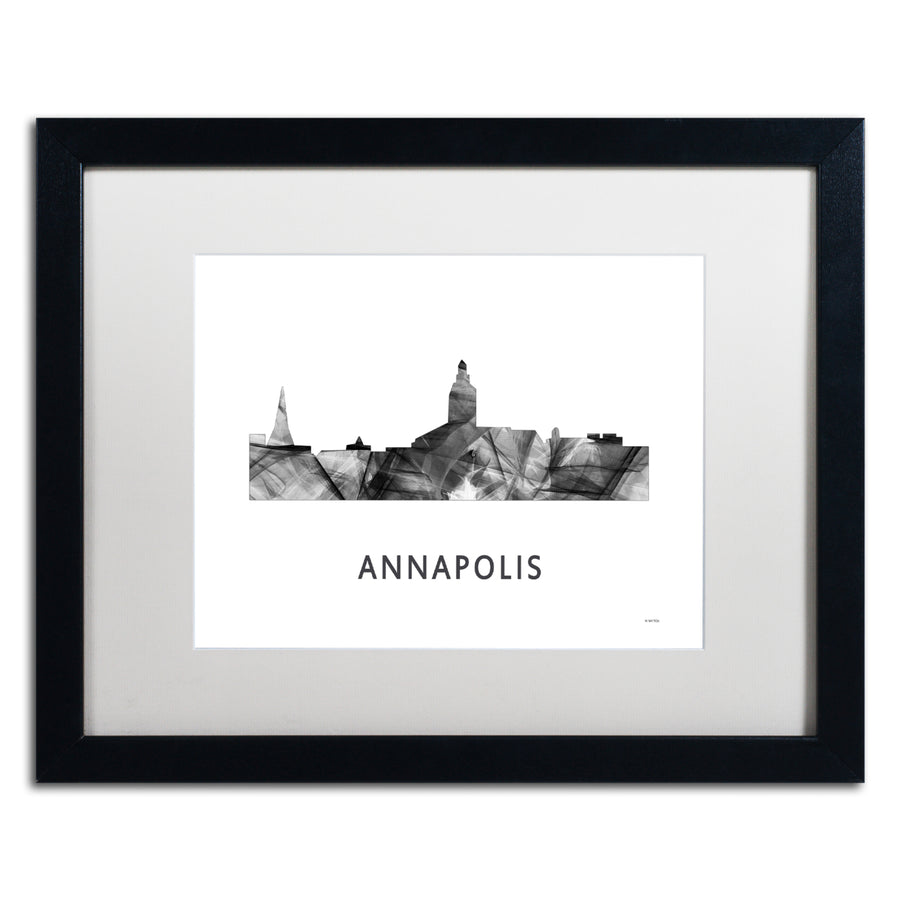 Marlene Watson Annapolis Maryland Skyline WB-BW Black Wooden Framed Art 18 x 22 Inches Image 1