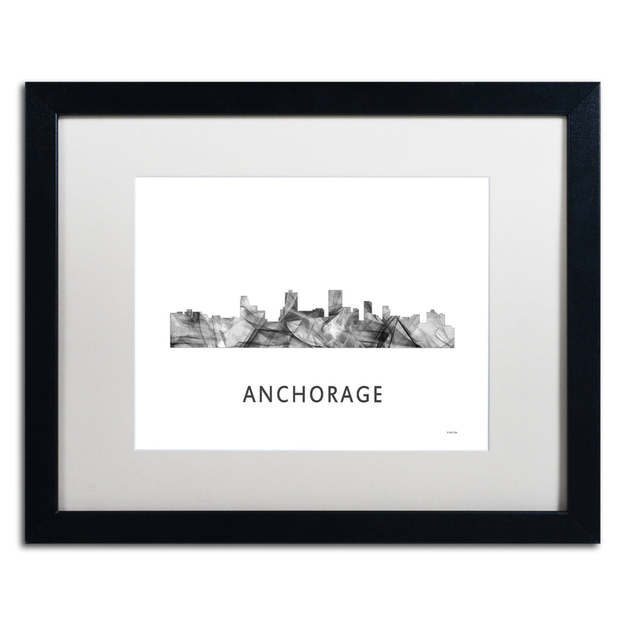 Marlene Watson Anchorage Alaska Skyline WB-BW Black Wooden Framed Art 18 x 22 Inches Image 1