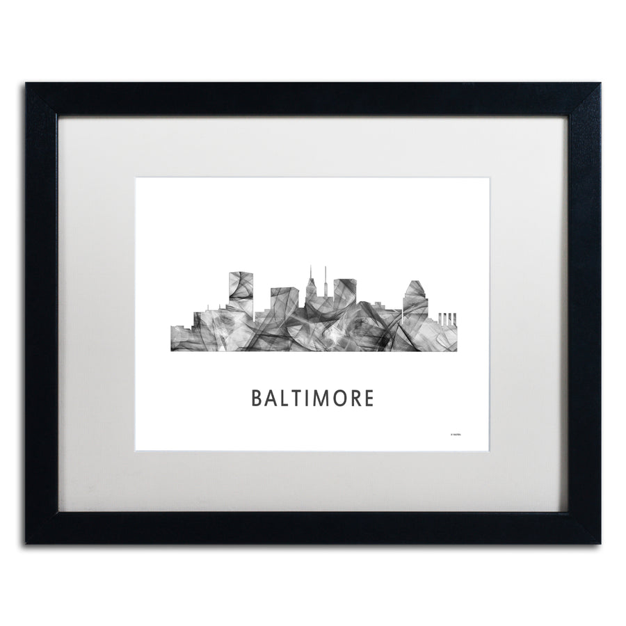 Marlene Watson Baltimore Maryland Skyline WB-BW Black Wooden Framed Art 18 x 22 Inches Image 1