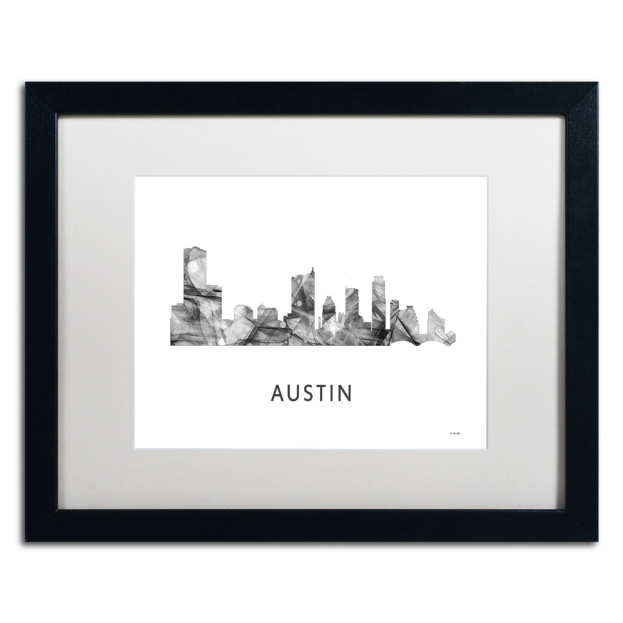 Marlene Watson Austin Texas Skyline WB-BW Black Wooden Framed Art 18 x 22 Inches Image 1