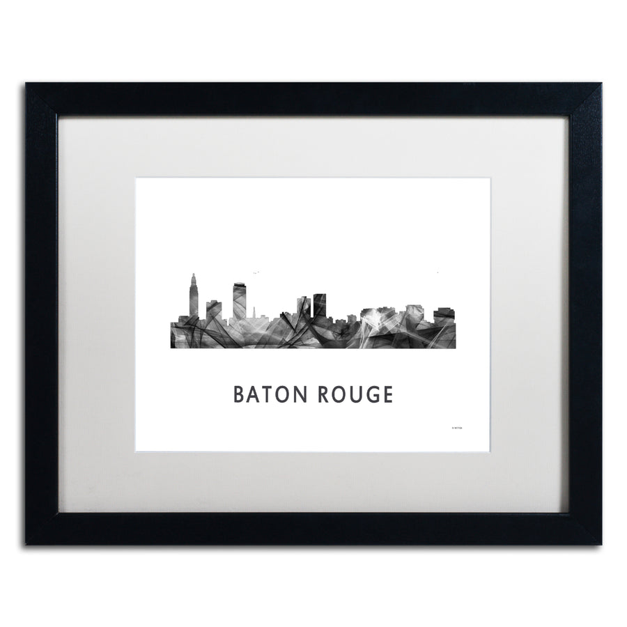 Marlene Watson Baton Rouge LA Skyline WB-BW Black Wooden Framed Art 18 x 22 Inches Image 1