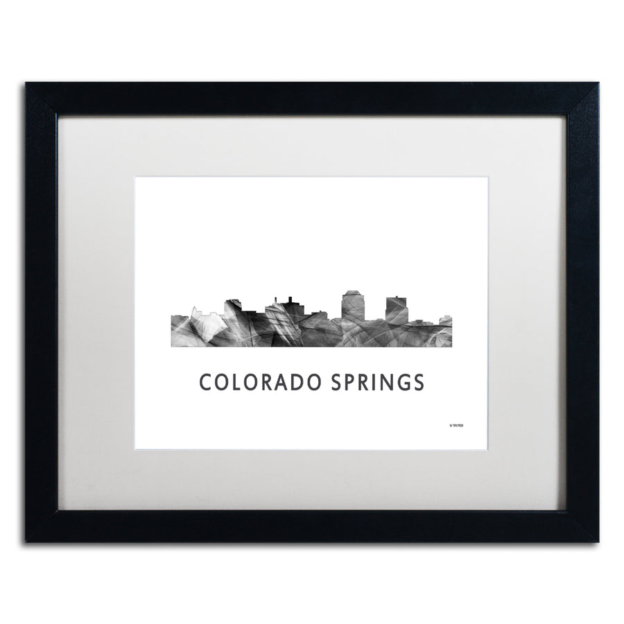 Marlene Watson Colorado Springs CO Skyline WB-BW Black Wooden Framed Art 18 x 22 Inches Image 1