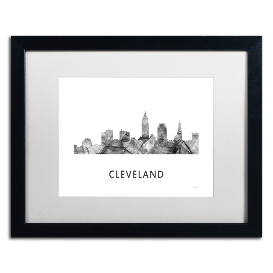 Marlene Watson Cleveland Ohio Skyline WB-BW Black Wooden Framed Art 18 x 22 Inches Image 1