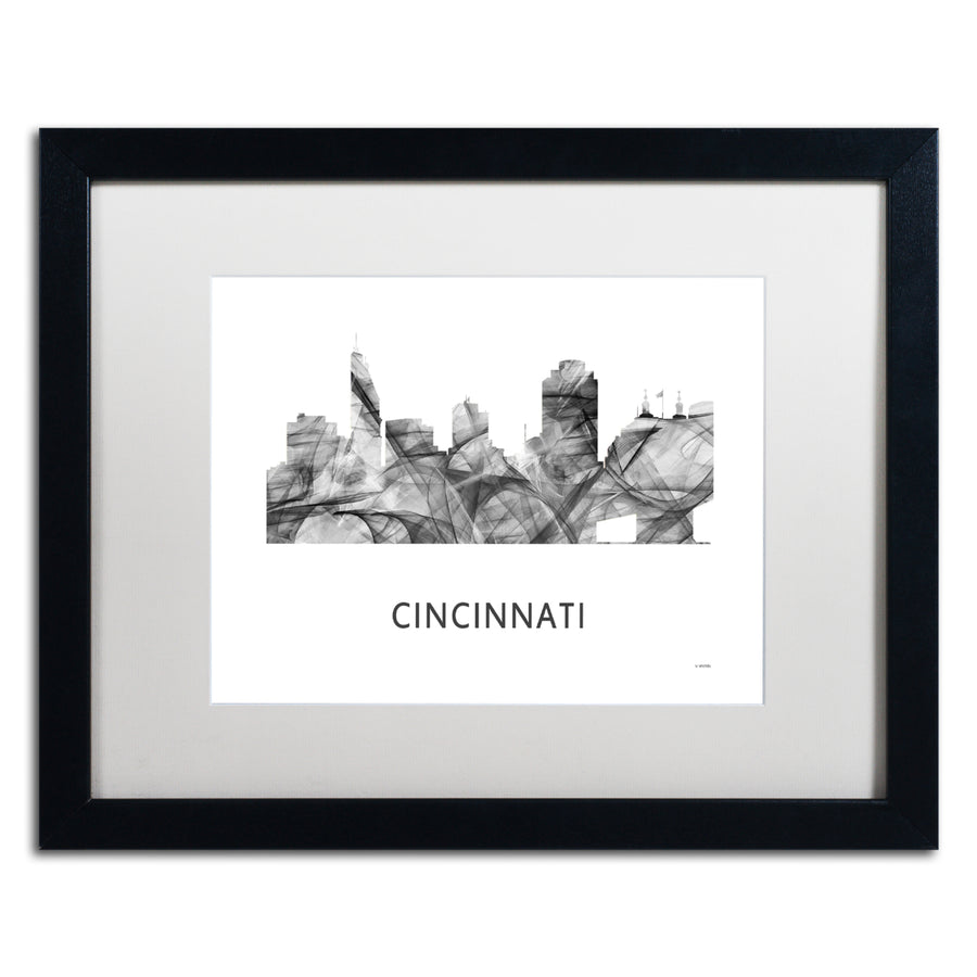 Marlene Watson Cincinnati Ohio Skyline WB-BW Black Wooden Framed Art 18 x 22 Inches Image 1